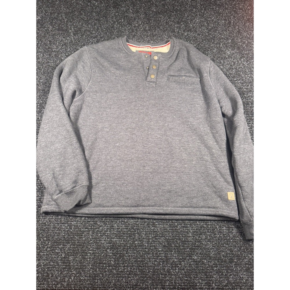 Coleman Mens XL Sherpa Lined Henley Pullover Gray Fleece Thermal Outdoor
